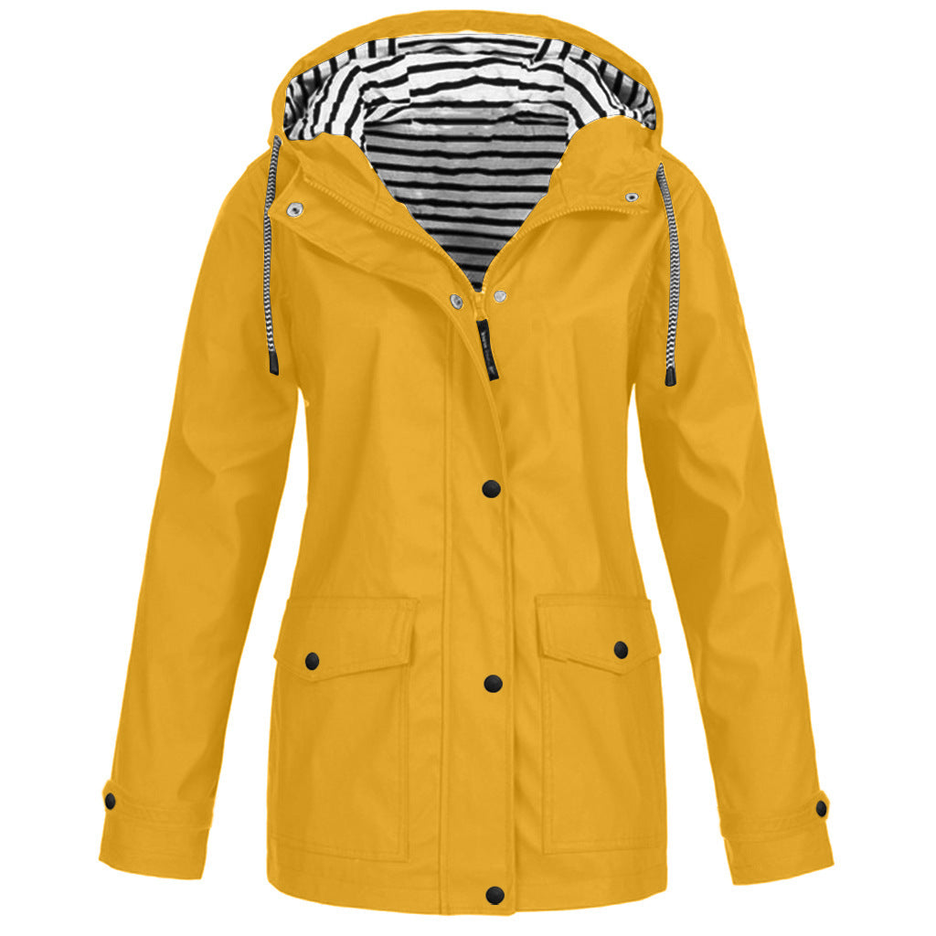 Chaqueta impermeable mujer cortavientos con capucha ajustable