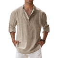 Camisa hombre de manga larga con botones, corte holgado y lisa