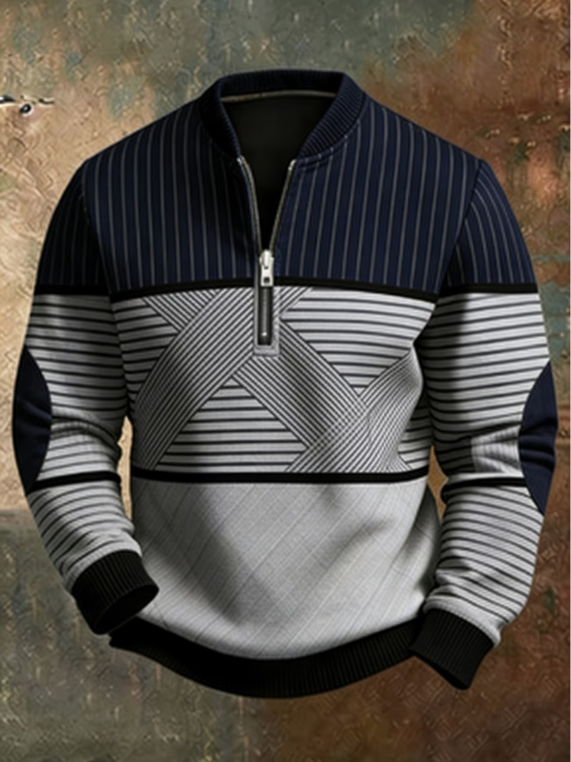 Jersey de hombre con media cremallera y estampado geométrico