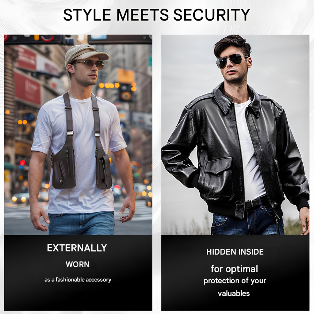 Bolso bandolera antirrobo para hombre en piel sintética