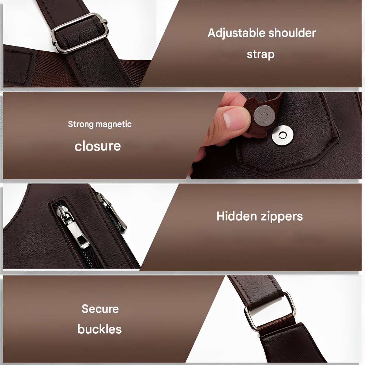 Bolso bandolera antirrobo para hombre en piel sintética