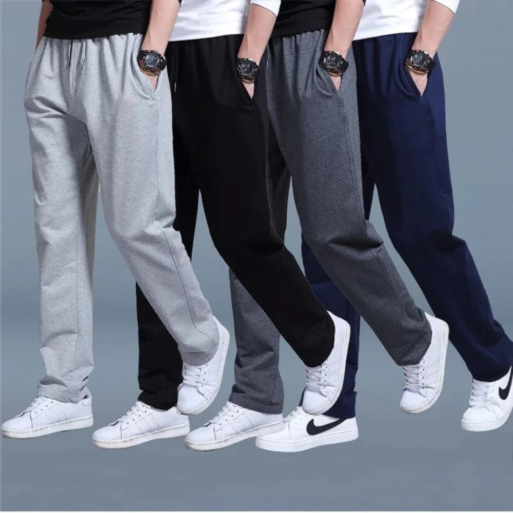 Joggers hombre de algodón con cintura elástica y pierna ancha