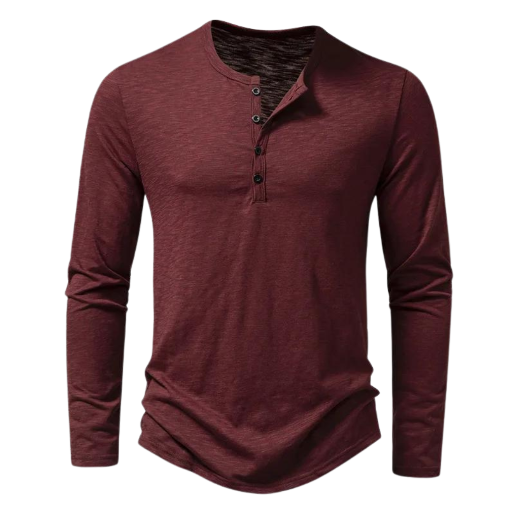Camiseta manga larga hombre de algodón, casual y de cuello redondo