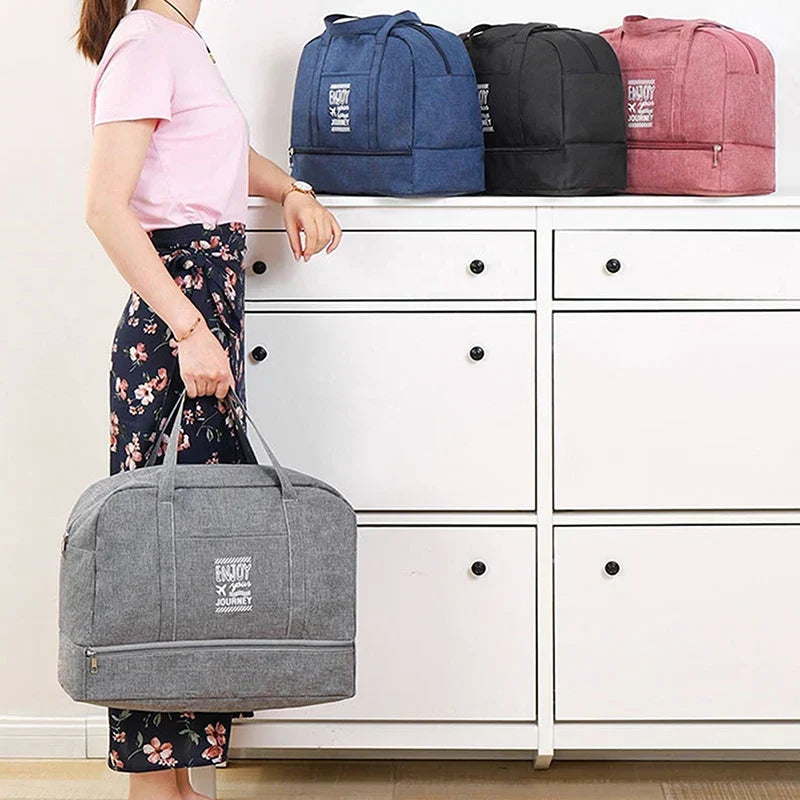 Bolsa de viaje plegable de tela Oxford repelente al agua, 2 tamaños