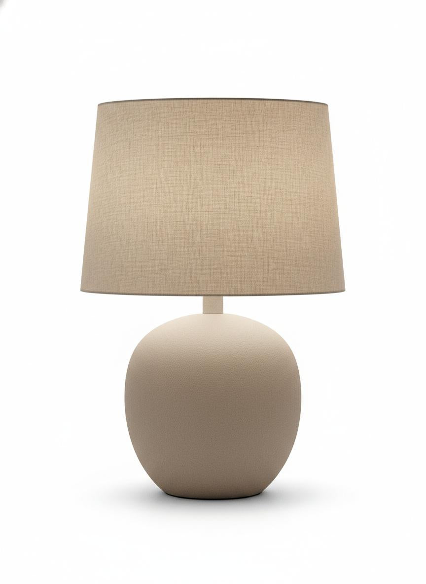 Lámpara de Mesa de Tela Beige