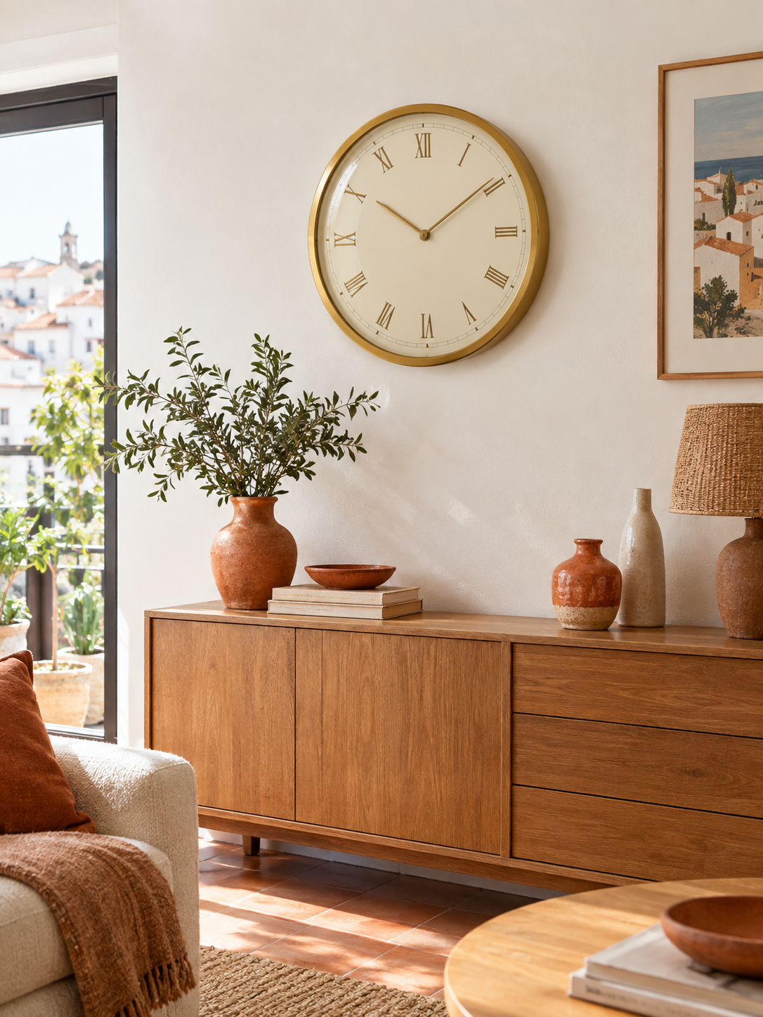 Reloj de Pared Números Romanos Dorado en ambiente - MADRITERA