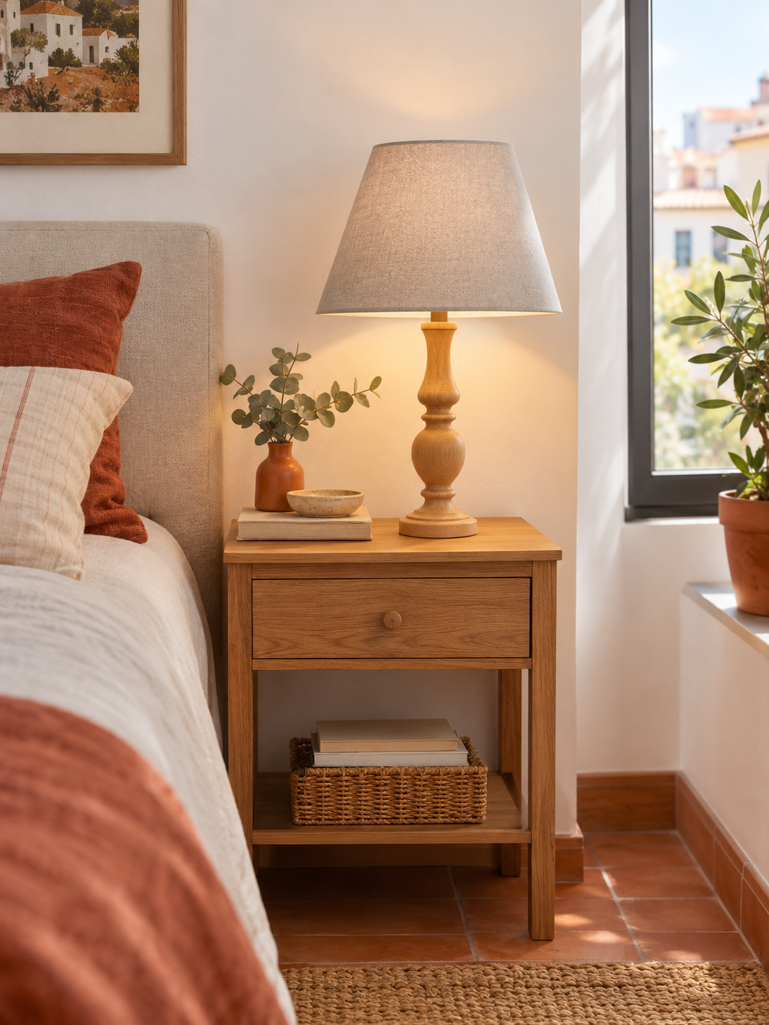 Lámpara de Mesa de Madera Roble en ambiente - MADRITERA