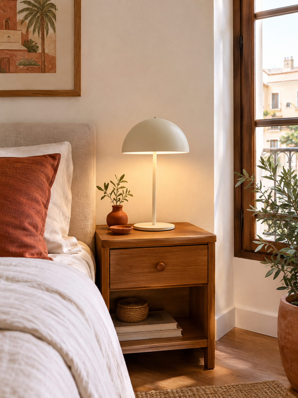 Lámpara de Mesa Cúpula Crema en ambiente - MADRITERA
