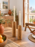 Portavelas de Madera de Mango en ambiente - MADRITERA