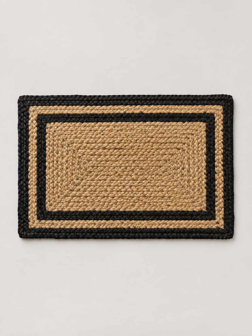 Felpudo de Yute Rectangular Natural y Negro - MADRITERA