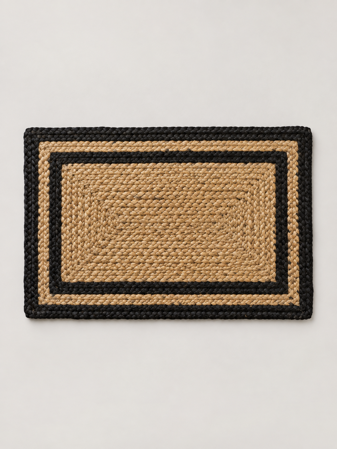 Felpudo de Yute Rectangular Natural y Negro - MADRITERA
