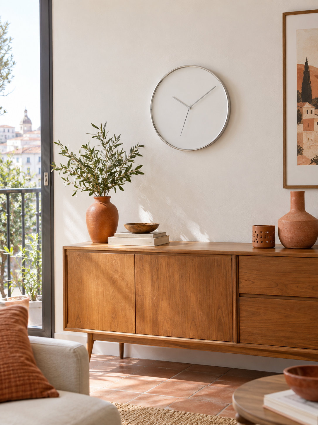 Reloj de Pared Minimalista Plateado en ambiente - MADRITERA