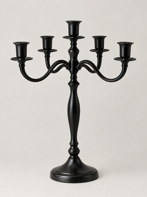 Candelabro de Metal 5 Brazos Negro - MADRITERA