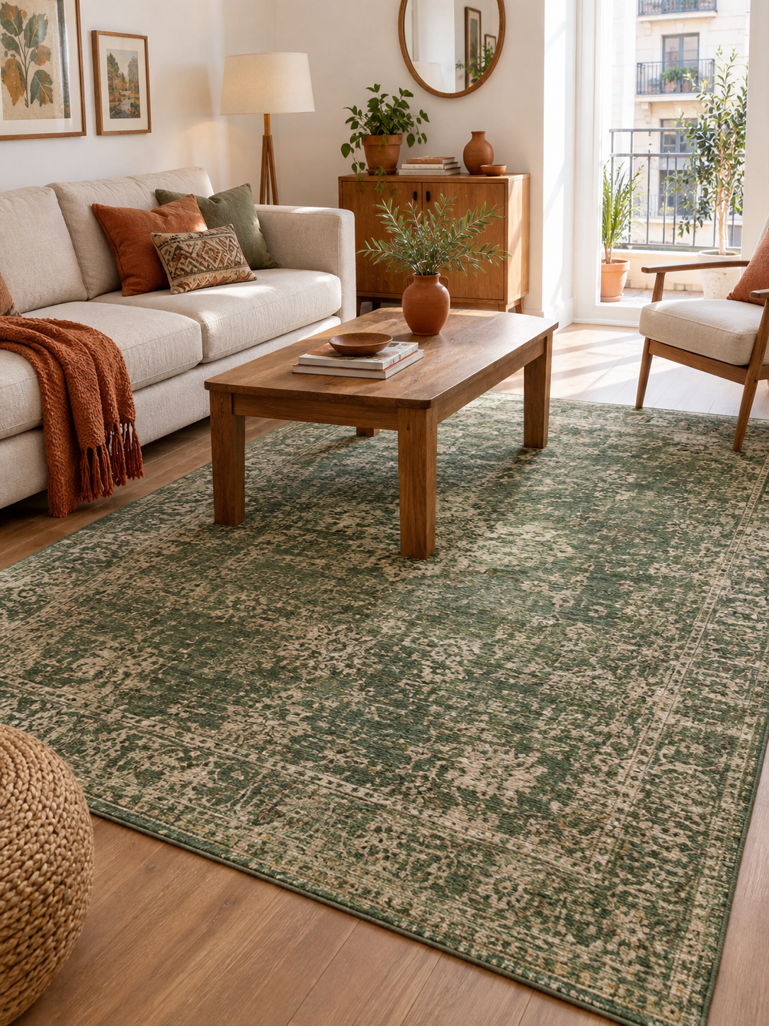 Alfombra Vintage Verde en ambiente - MADRITERA