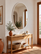 Espejo de Pared Ovalado Blanco en ambiente - MADRITERA