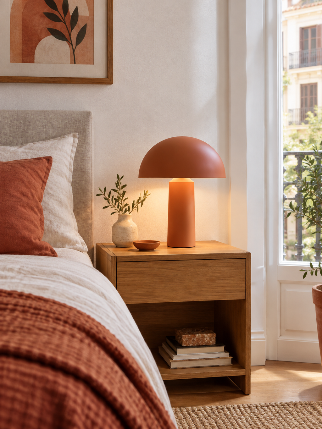 Lámpara de Mesa Seta Terracota en ambiente - MADRITERA