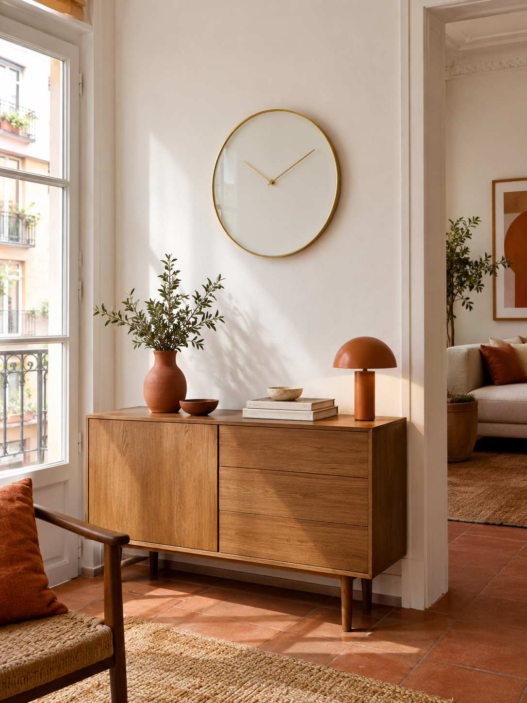 Reloj de Pared Dorado Minimalista en ambiente - MADRITERA