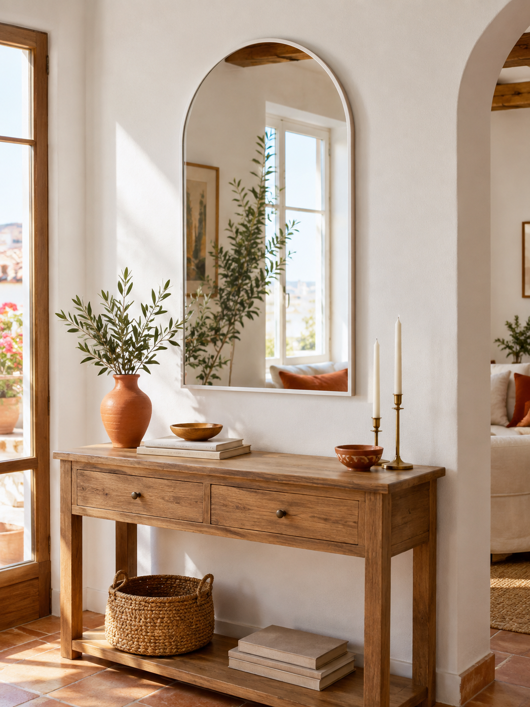 Espejo de Pared Arco Blanco en ambiente - MADRITERA