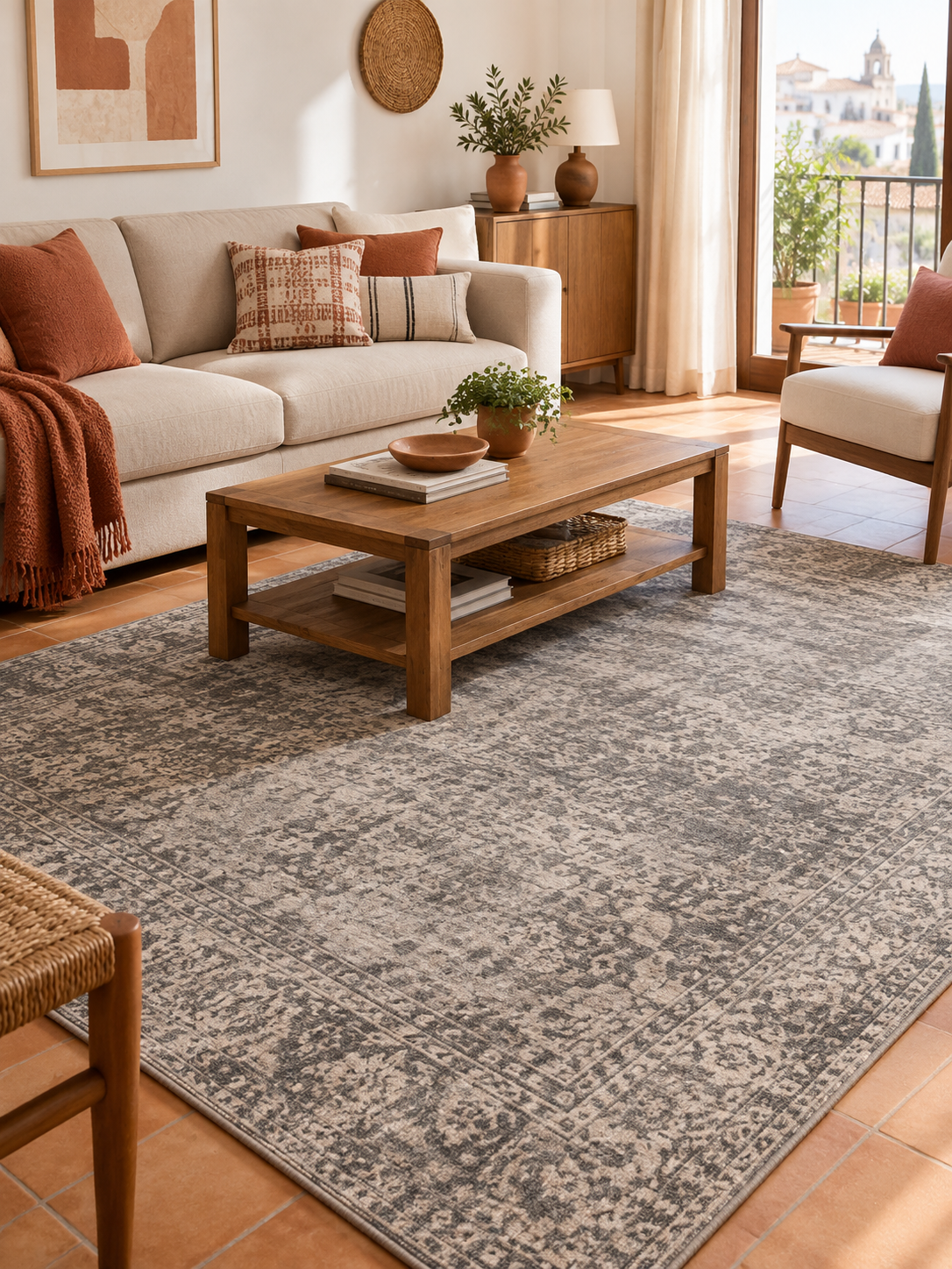 Alfombra Vintage Gris en ambiente - MADRITERA