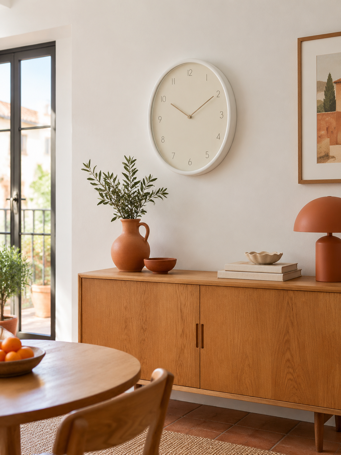Reloj de Pared Ovalado Blanco en ambiente - MADRITERA