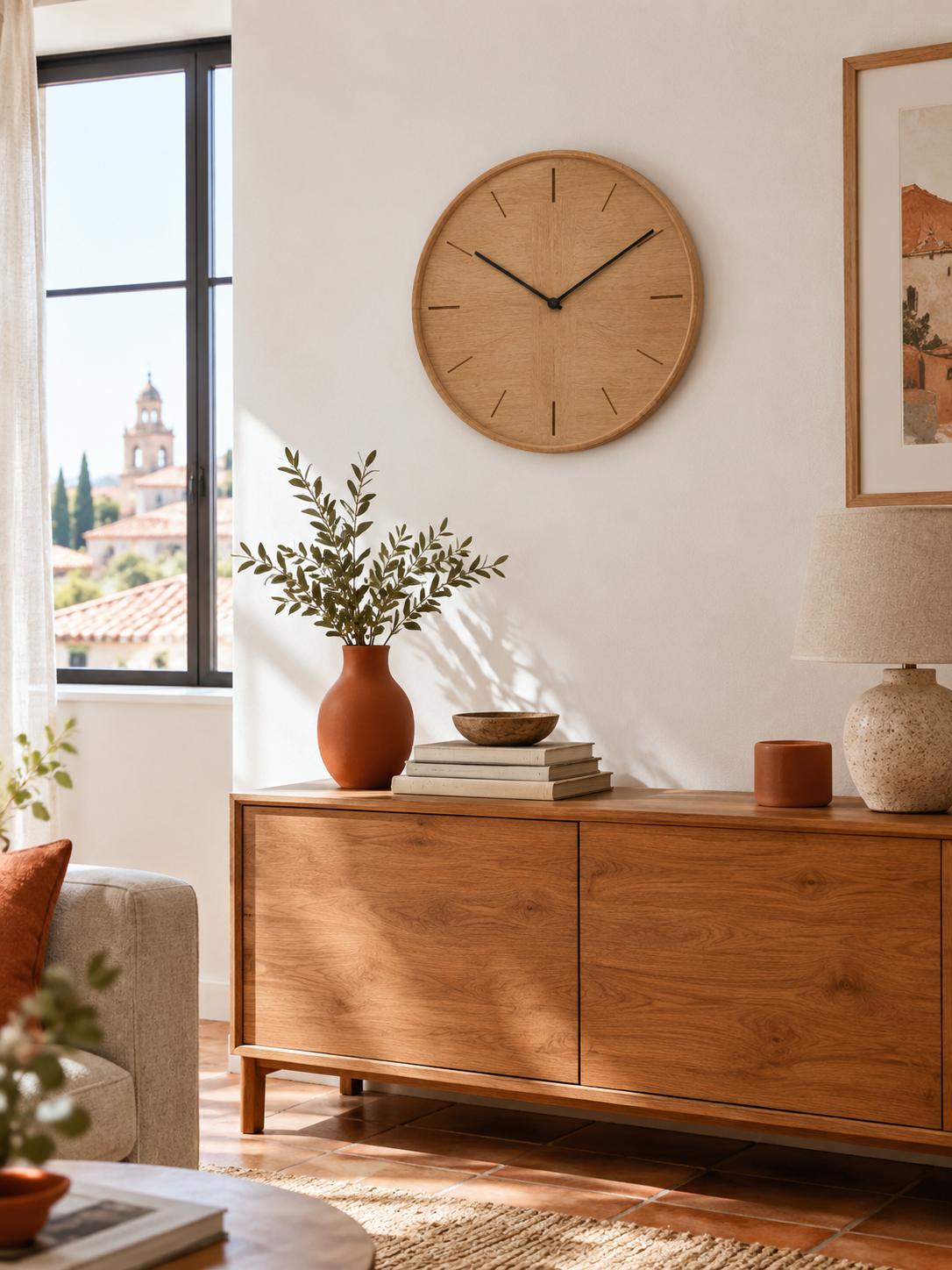 Reloj de Pared de Madera Natural en ambiente - MADRITERA
