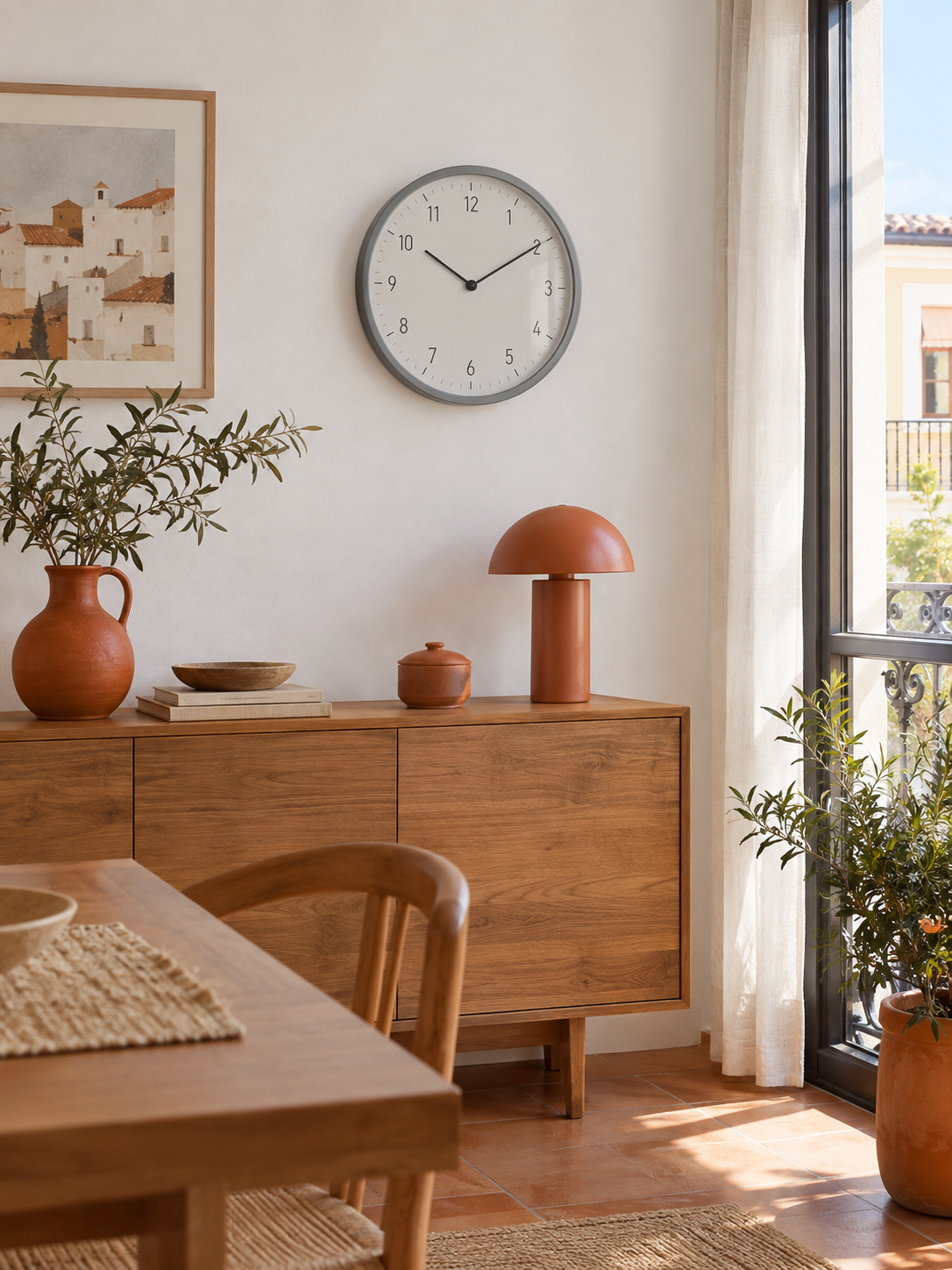 Reloj de Pared Redondo Gris en ambiente - MADRITERA