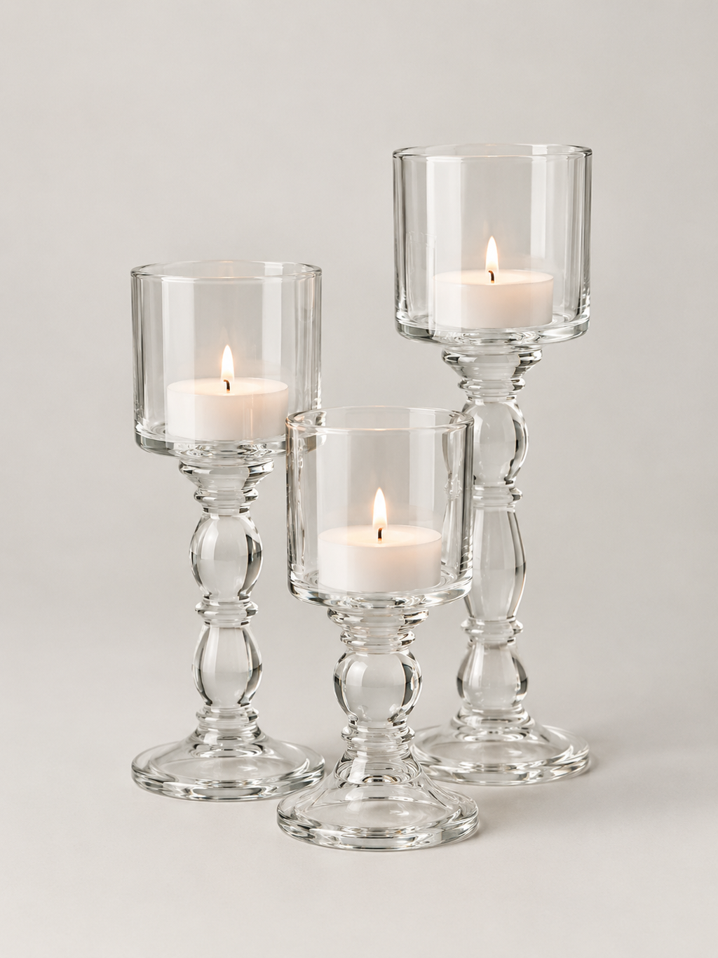 Portavelas de Cristal Set de 3 Transparente - MADRITERA