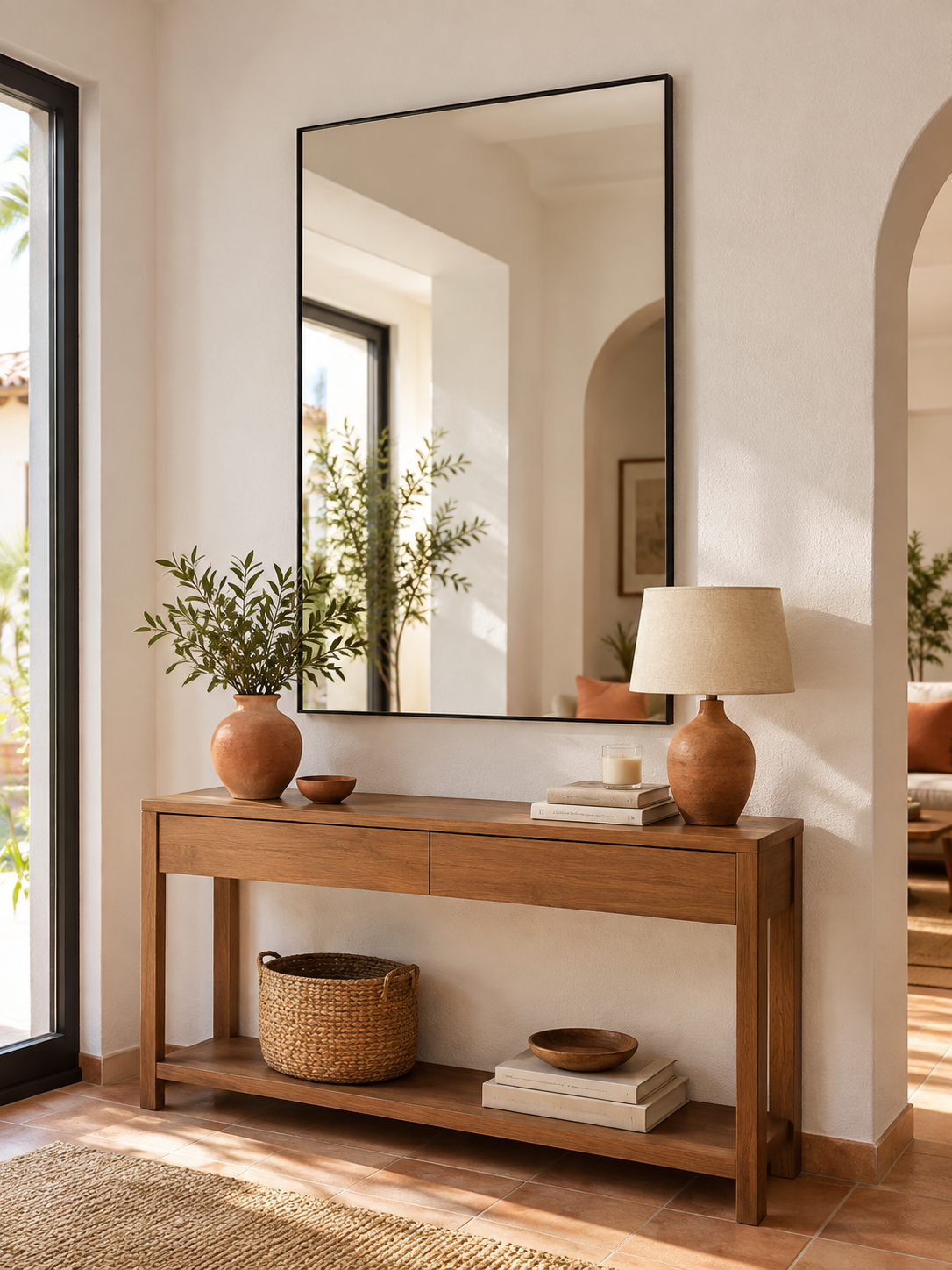 Espejo de Pared Rectangular Negro en ambiente - MADRITERA
