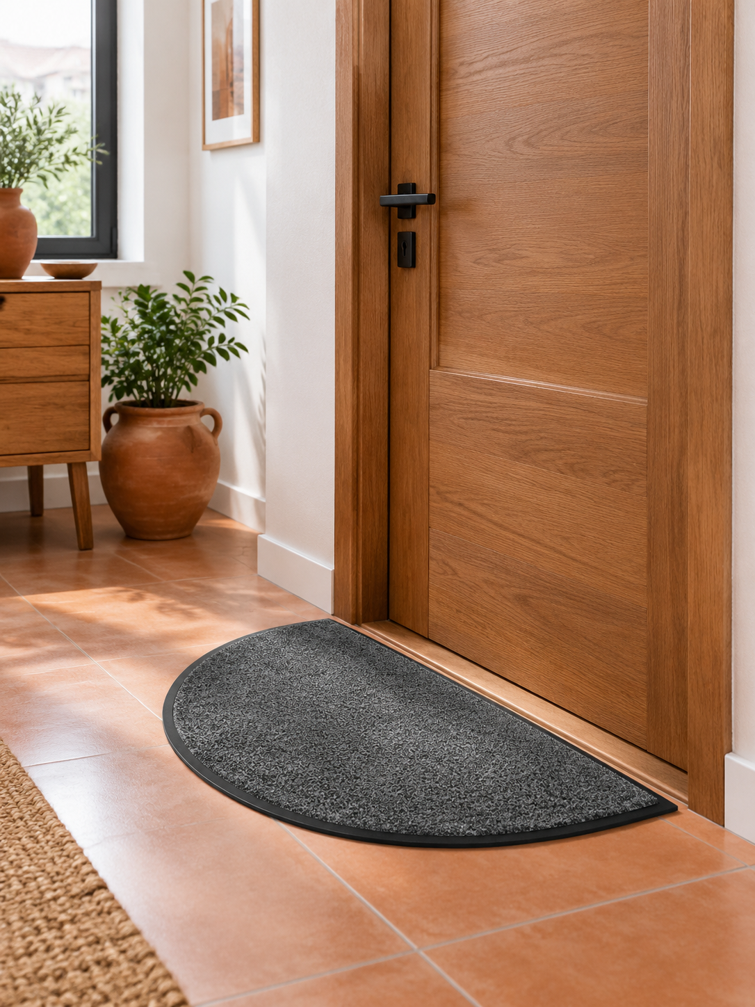 Felpudo Semicircular Gris en ambiente - MADRITERA