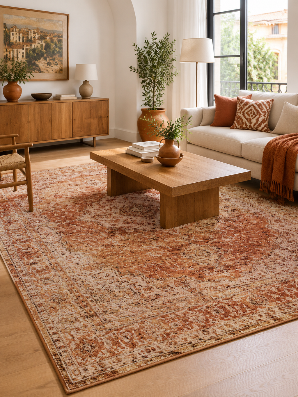 Alfombra Vintage Terracota en ambiente - MADRITERA