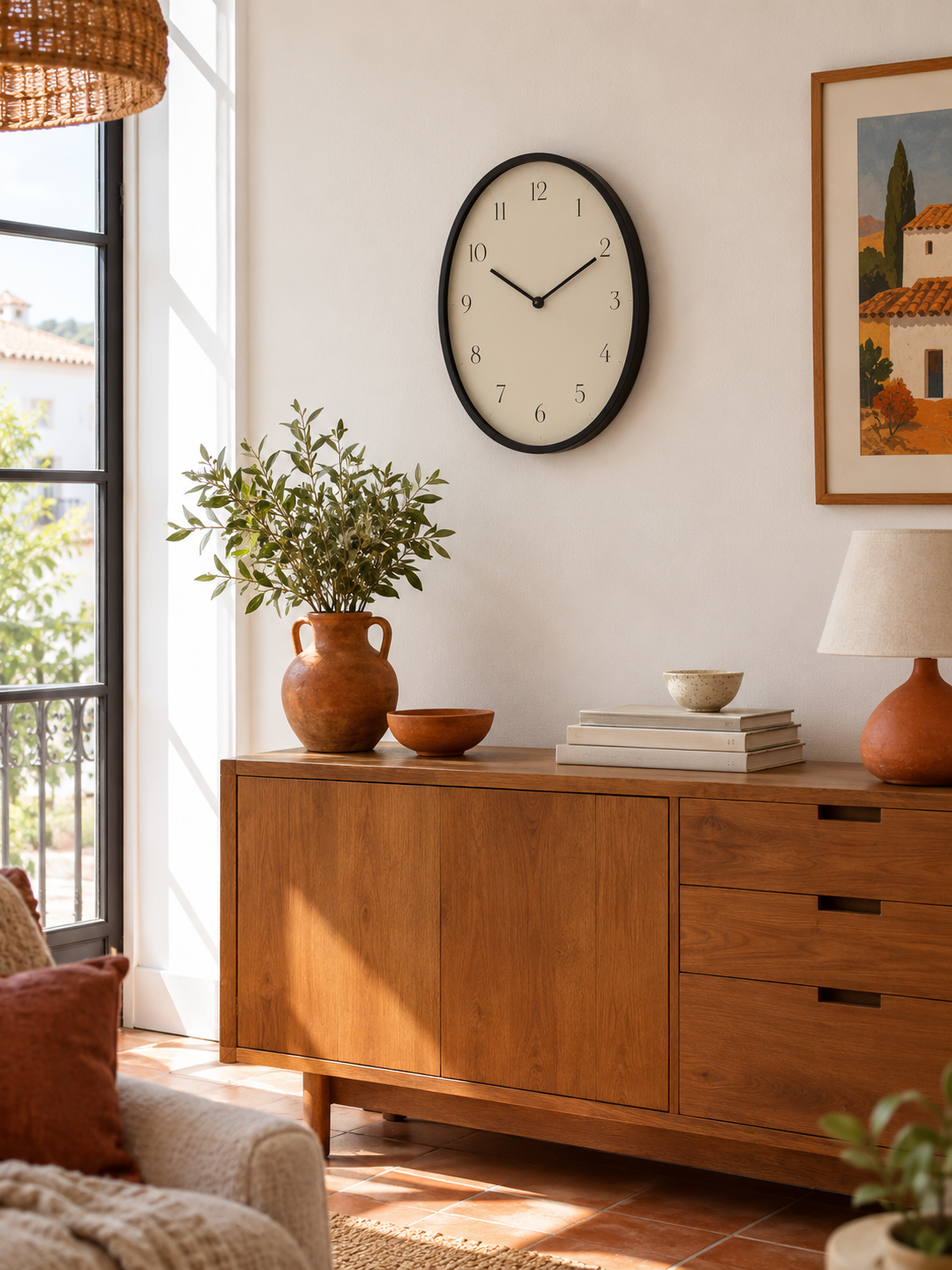 Reloj de Pared Ovalado Negro en ambiente - MADRITERA