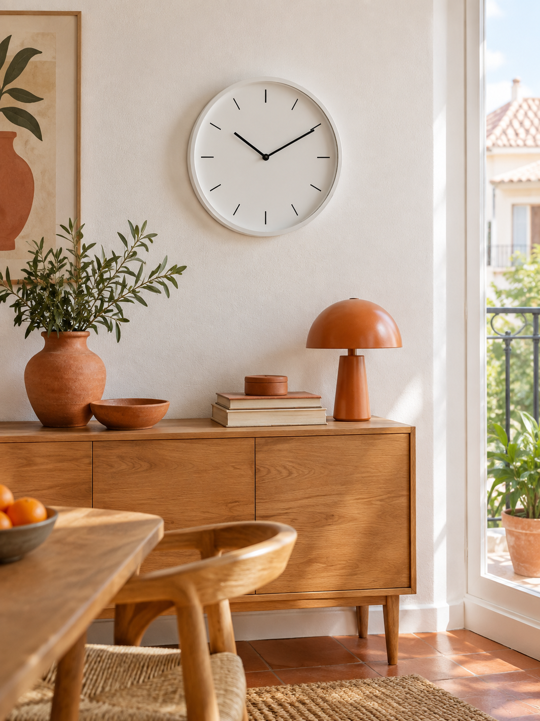 Reloj de Pared Redondo Blanco en ambiente - MADRITERA