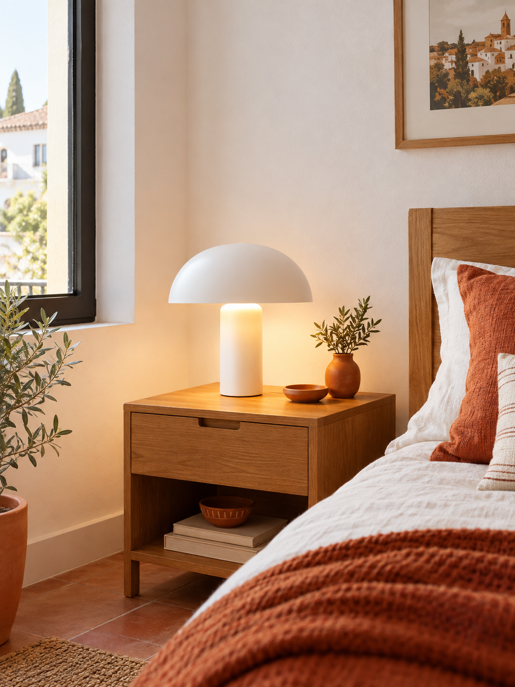 Lámpara de Mesa Seta Blanco en ambiente - MADRITERA