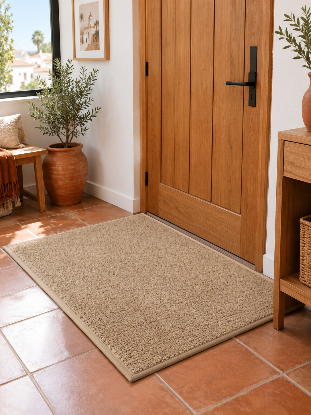 Felpudo XL Doble Puerta Beige en ambiente - MADRITERA