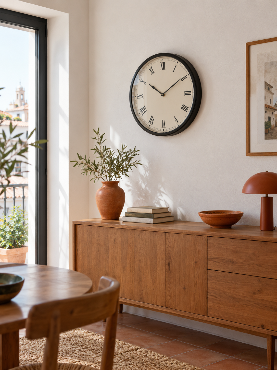 Reloj de Pared Números Romanos Negro en ambiente - MADRITERA