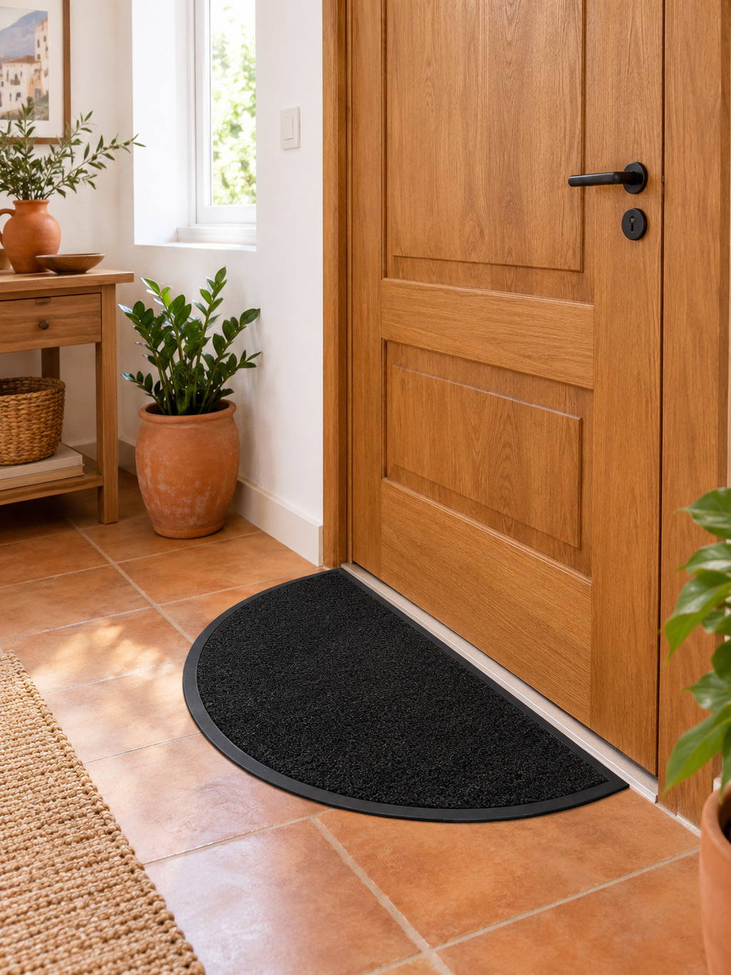 Felpudo Semicircular Negro en ambiente - MADRITERA