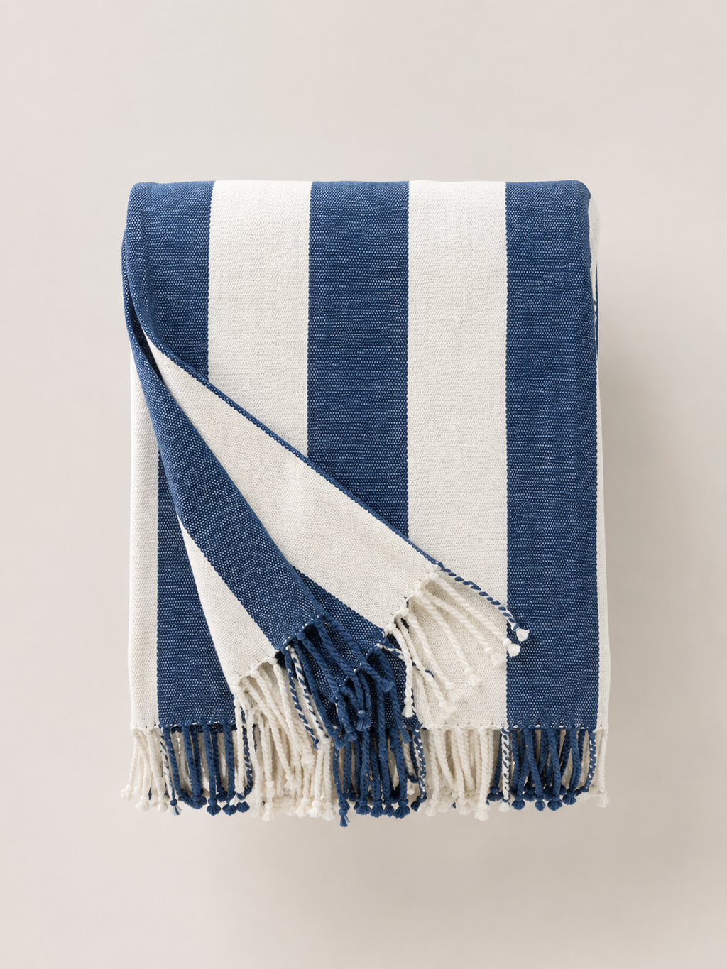 Manta de Algodón Rayas Azul y Blanco - MADRITERA