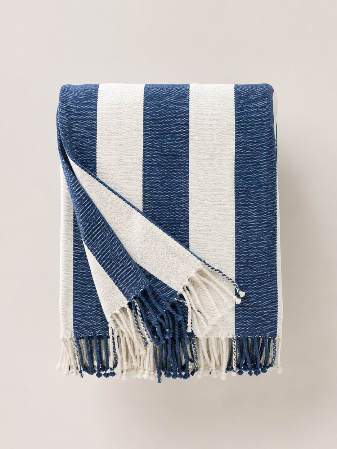 Manta de Algodón Rayas Azul y Blanco - MADRITERA