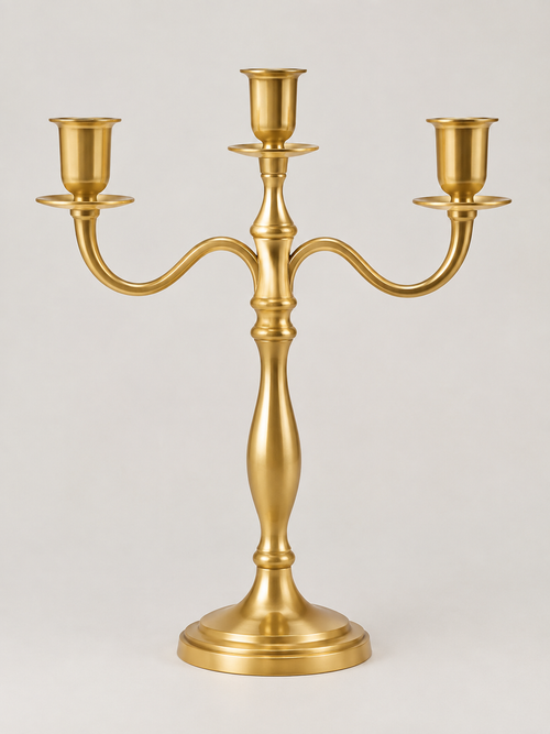 Candelabro de Metal 3 Brazos Dorado - MADRITERA