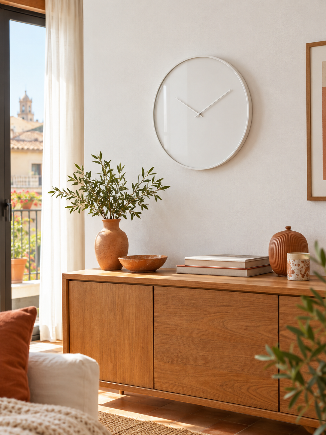 Reloj de Pared Minimalista Blanco en ambiente - MADRITERA
