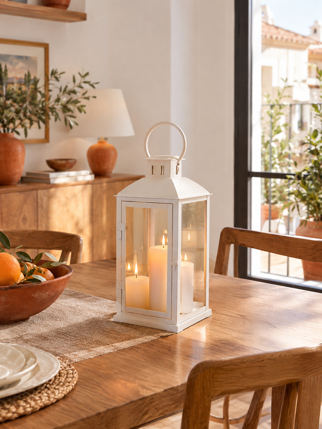 Farolillo de Metal Blanco en ambiente - MADRITERA