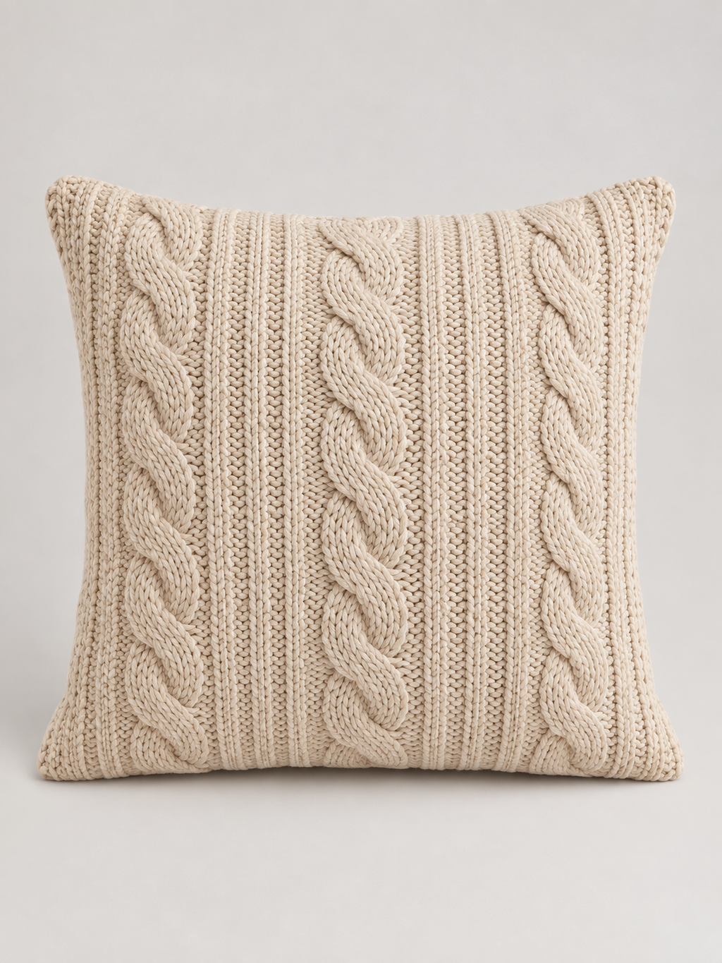 Cojín de Punto Trenzado Beige - MADRITERA