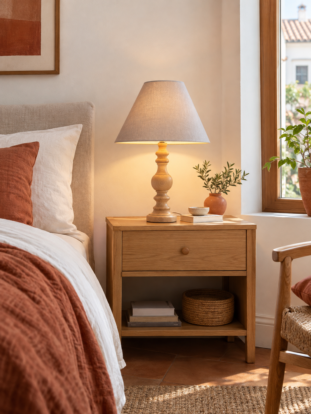 Lámpara de Mesa de Madera Nórdica en ambiente - MADRITERA