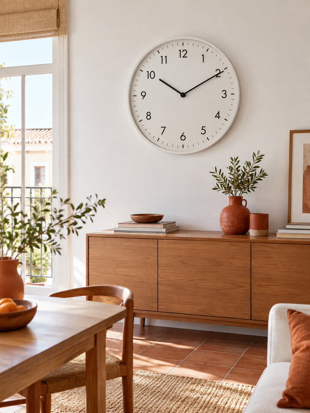 Reloj de Pared Grande Blanco en ambiente - MADRITERA
