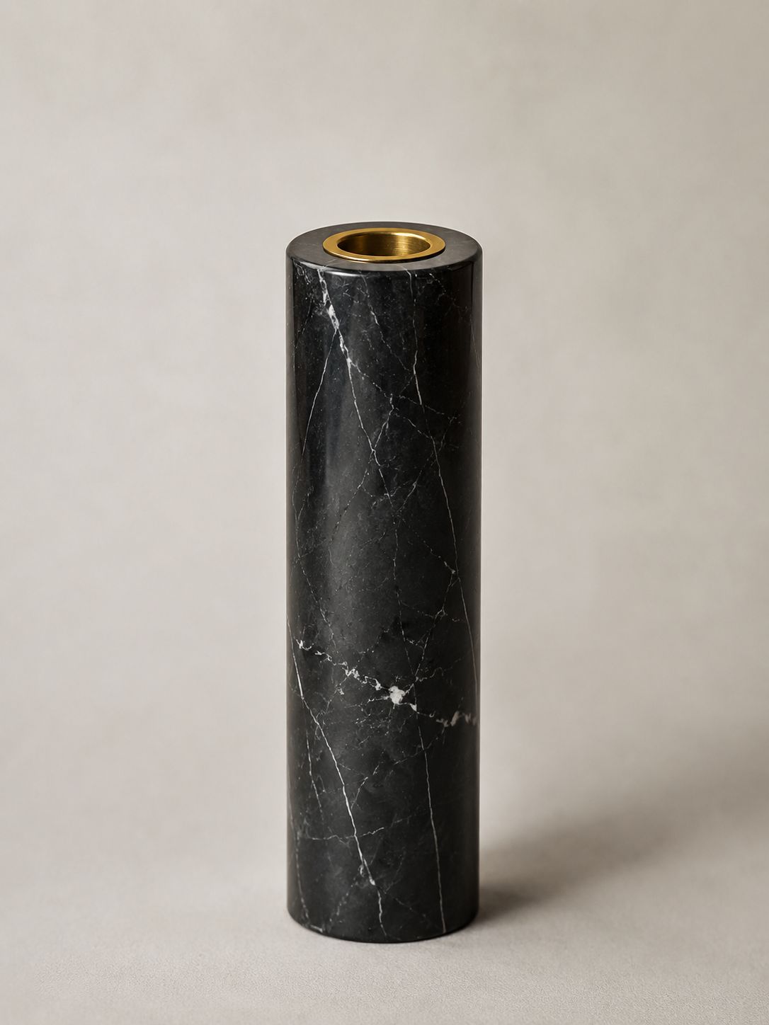 Portavelas de Mármol Negro - MADRITERA