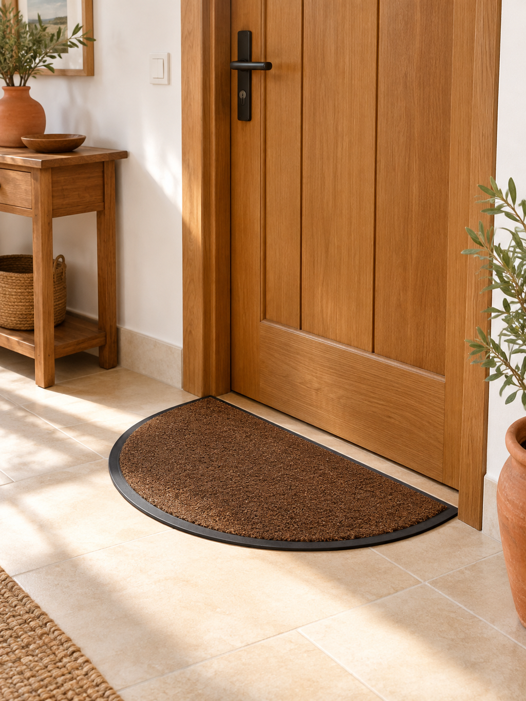 Felpudo Semicircular Marrón en ambiente - MADRITERA