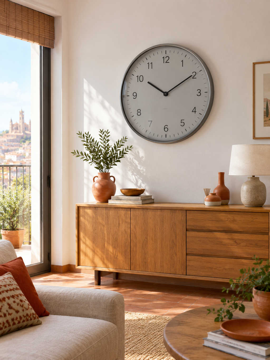 Reloj de Pared Grande Industrial Gris en ambiente - MADRITERA