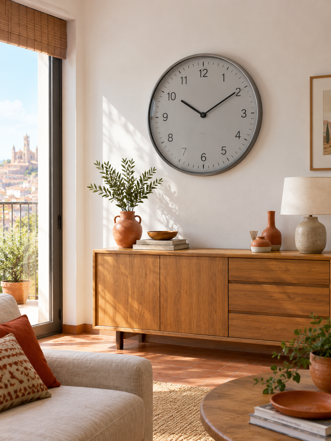 Reloj de Pared Grande Industrial Gris en ambiente - MADRITERA