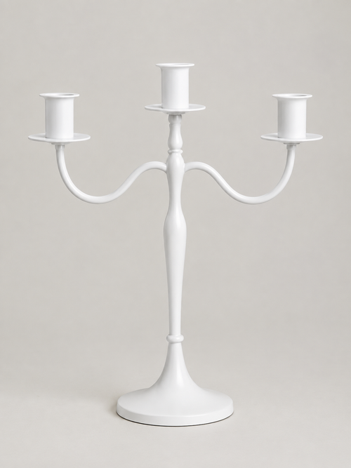 Candelabro de Metal 3 Brazos Blanco - MADRITERA