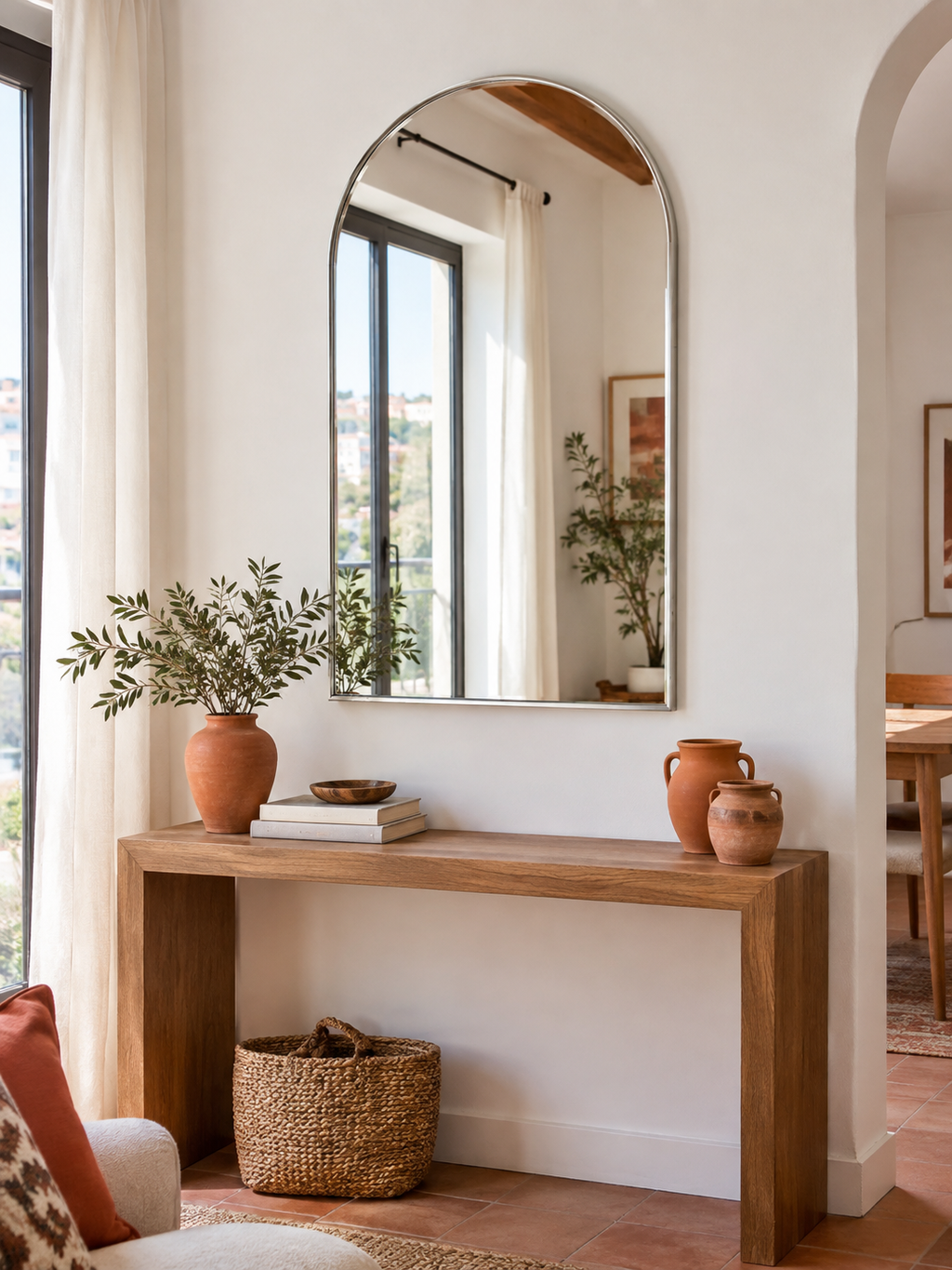 Espejo de Pared Arco Plateado en ambiente - MADRITERA